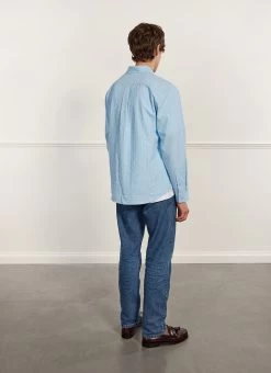 Stripe Pearce Oversized Shirt | Light Blue -Urban Wear Shop PERCIVAL MENSWEAR STRIPE PEARCE SHIRT LIGHT BLUE7