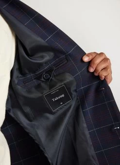 Check Tailored Blazer | Navy -Urban Wear Shop PERCIVAL MENSWEAR SUITING CHECK TAILORED BLAZER NAVY 6