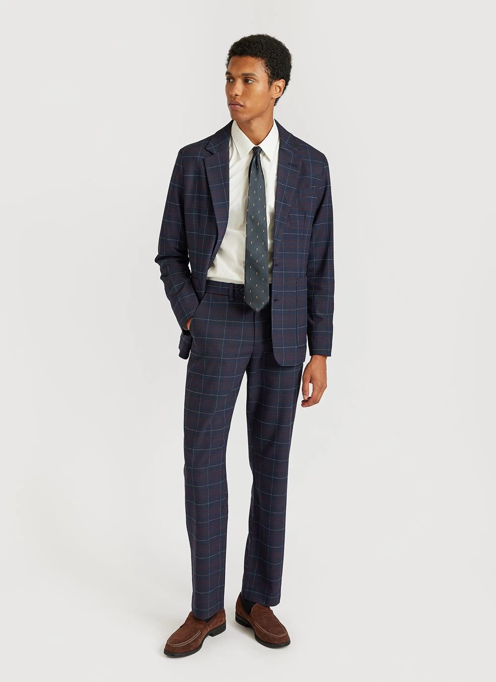 Check Tailored Trousers | Navy 5 Check Tailored Trousers | Navy - Image 3