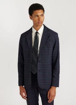 Check Tailored Blazer | Navy -Urban Wear Shop PERCIVAL MENSWEAR SUITING CHECK TAILORED BLAZER NAVY13