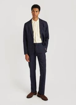 Check Tailored Blazer | Navy -Urban Wear Shop PERCIVAL MENSWEAR SUITING CHECK TAILORED BLAZER NAVY2