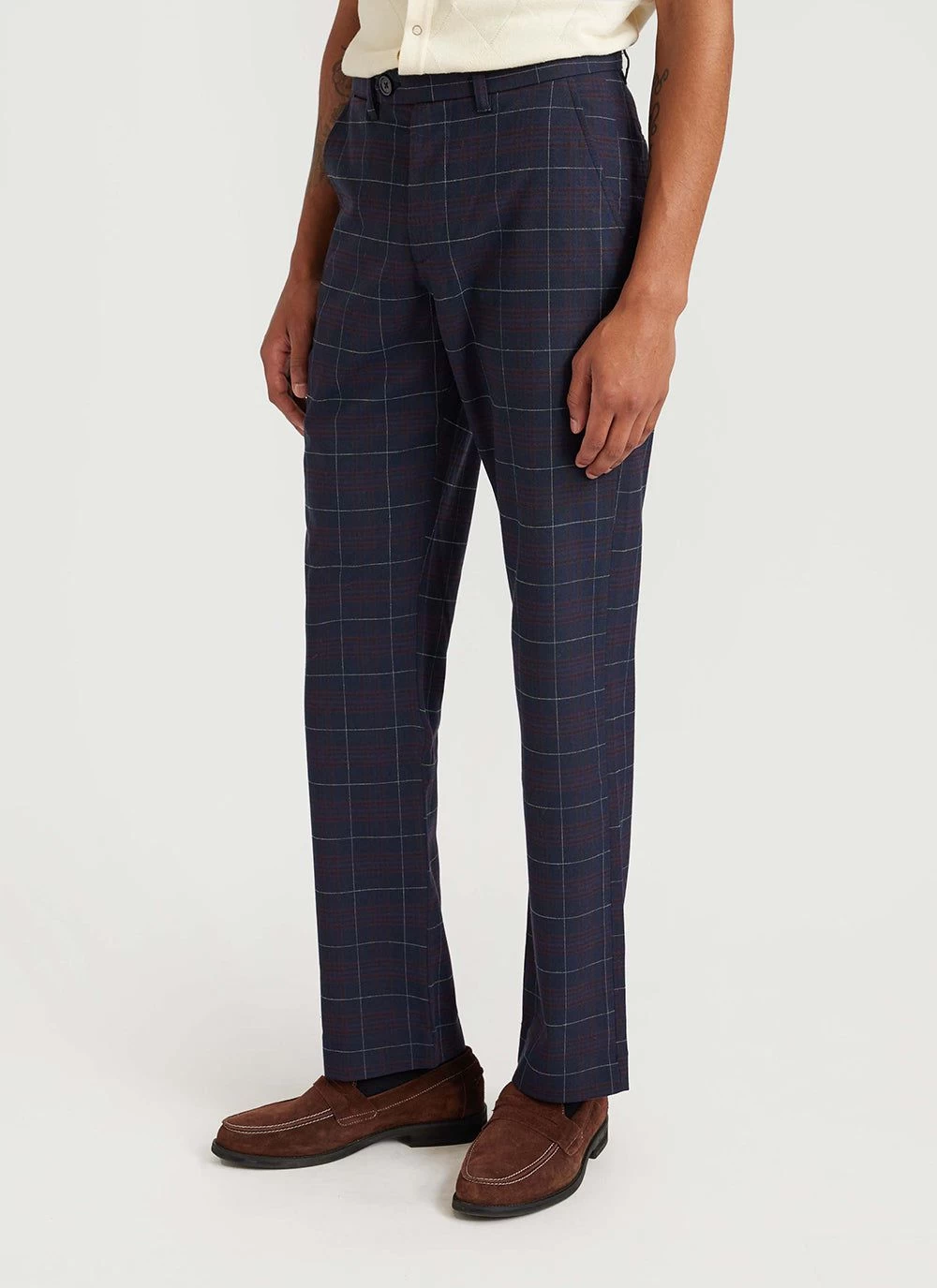 Check Tailored Trousers | Navy 6 Check Tailored Trousers | Navy - Image 4
