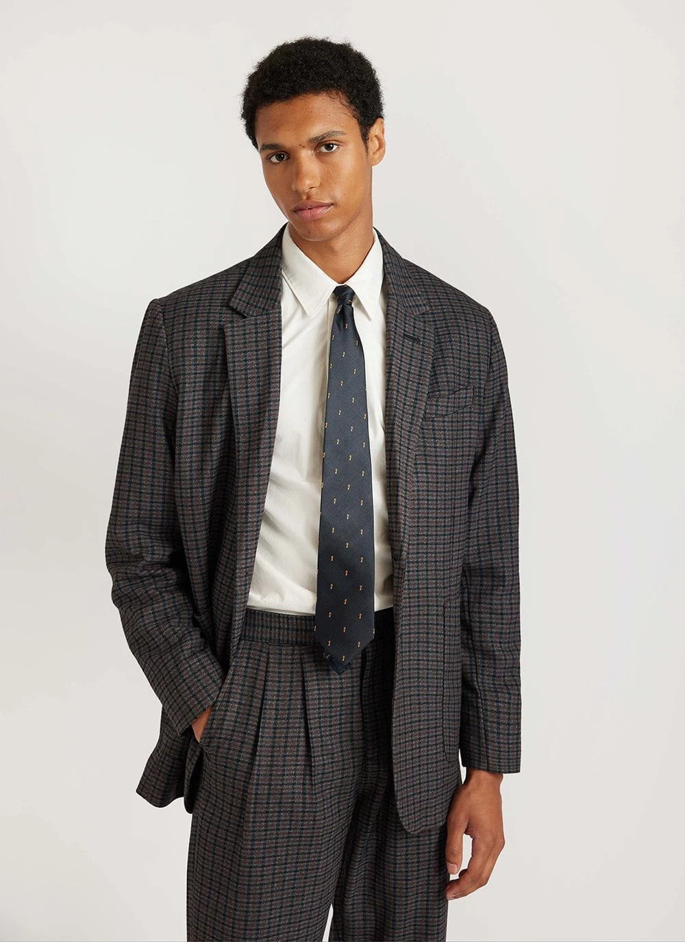 Mini Check Tailored Blazer | Grey 3 Mini Check Tailored Blazer | Grey