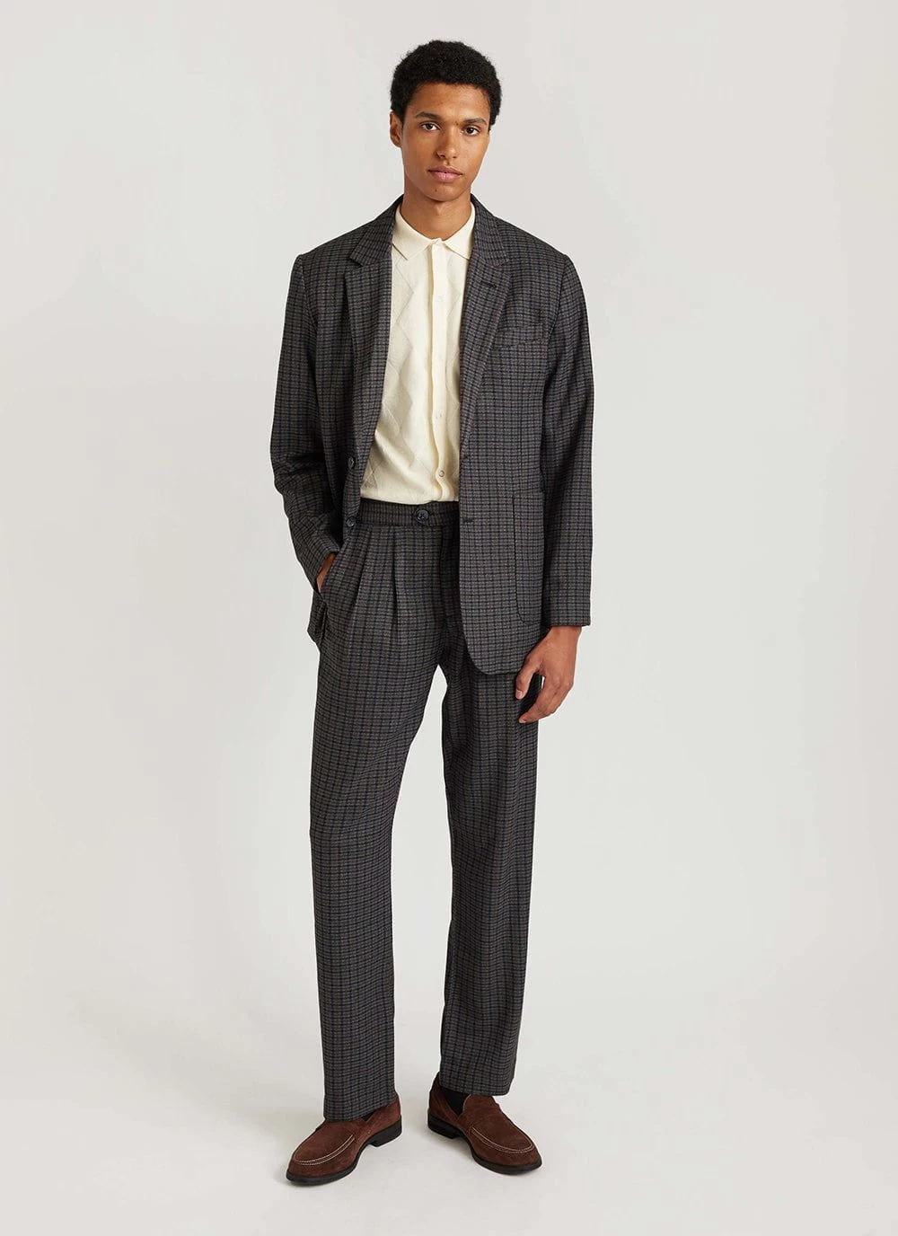 Mini Check Tailored Blazer | Grey 4 Mini Check Tailored Blazer | Grey - Image 2
