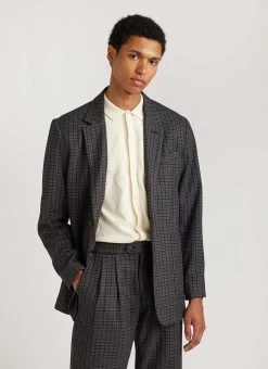Mini Check Tailored Blazer | Grey 22 Mini Check Tailored Blazer | Grey -Urban Wear Shop PERCIVAL MENSWEAR SUITING MINI CHECK TAILORED BLAZER GREY5