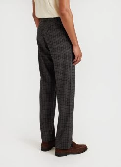 Mini Check Pleated Tailored Trousers | Grey -Urban Wear Shop PERCIVAL MENSWEAR SUITING MINI CHECK TAILORED TROUSER GREY3