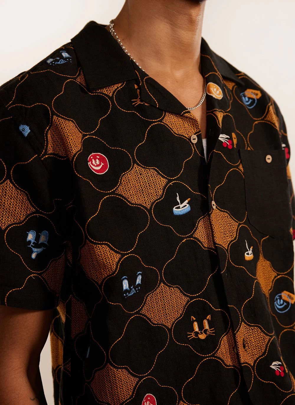 Tuck Shop Tapestry Cuban Shirt | Linen | Black 6 Tuck Shop Tapestry Cuban Shirt | Linen | Black - Image 4