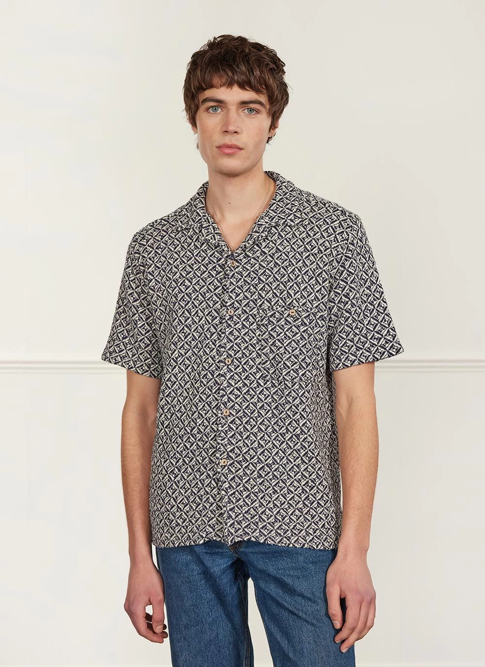 Viscount Cuban Shirt | Viscose | Ecru Multi 6 Viscount Cuban Shirt | Viscose | Ecru Multi - Image 4