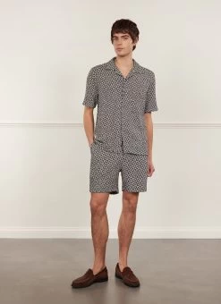 Viscount Shorts | Viscose | Ecru Multi -Urban Wear Shop PERCIVAL MENSWEAR VISCOUNT SHORTS1