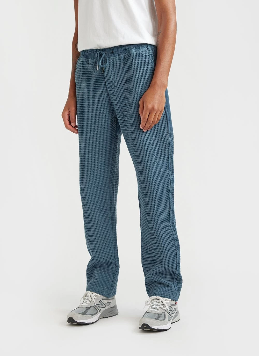 Waffle Everyday Trousers | Textured Cotton | Aqua 6 Waffle Everyday Trousers | Textured Cotton | Aqua - Image 4