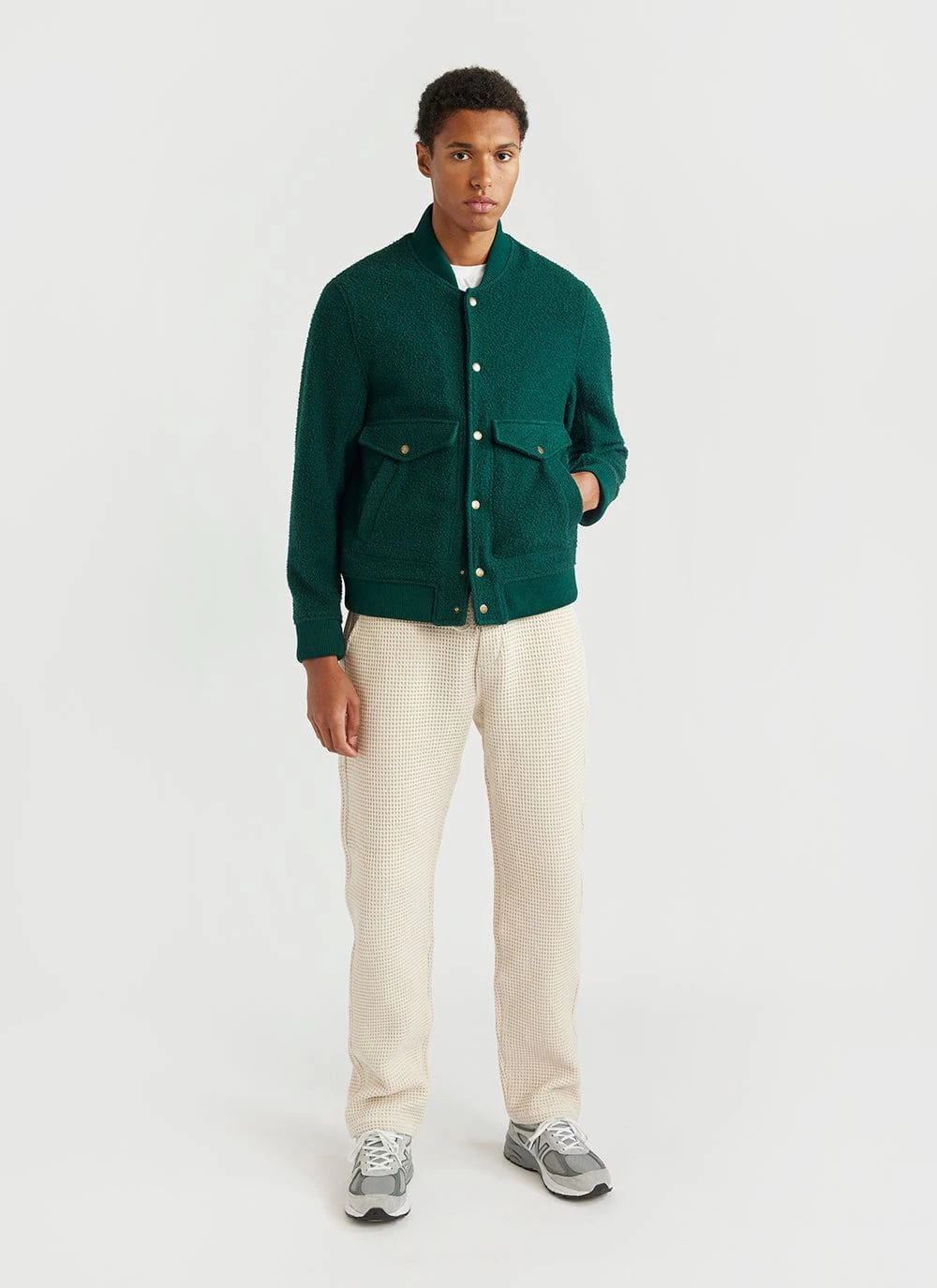 Waffle Everyday Trousers | Textured Cotton | Ecru 5 Waffle Everyday Trousers | Textured Cotton | Ecru - Image 3