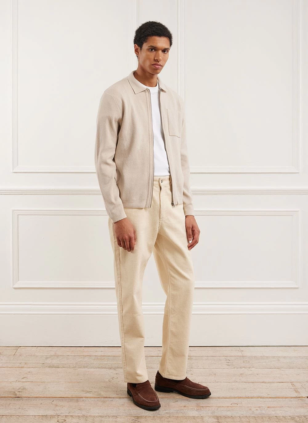 Zip Cardigan | Knitted Cotton | Ecru 4 Zip Cardigan | Knitted Cotton | Ecru - Image 2