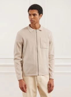 Zip Cardigan | Knitted Cotton | Ecru 8 Zip Cardigan | Knitted Cotton | Ecru -Urban Wear Shop PERCIVAL MENSWEAR ZIP CARDIGAN ECRU5