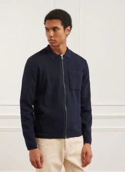 Zip Cardigan | Knitted Cotton | Navy -Urban Wear Shop PERCIVAL MENSWEAR ZIP CARDIGAN NAVY4