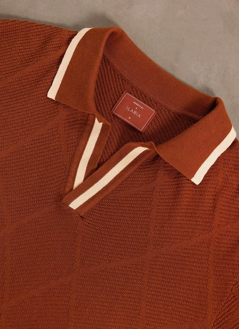 Raised Diamond Knitted Polo | Percival X Ilaria | Espresso 4 Raised Diamond Knitted Polo | Percival X Ilaria | Espresso - Image 2