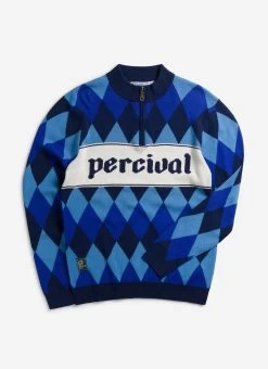 Harlequin Zip Pullover | Knitted Cotton | Blue -Urban Wear Shop PercialAugust9th2023 52
