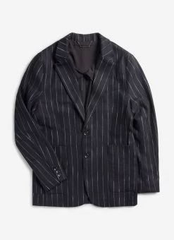 Pinstripe Tailored Blazer | Wool | Black -Urban Wear Shop Percival29th priority6586 Edit