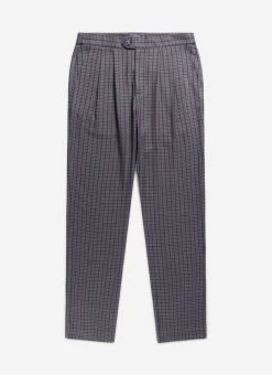 Mini Check Pleated Tailored Trousers | Grey -Urban Wear Shop Percival29th priority6598 Edit